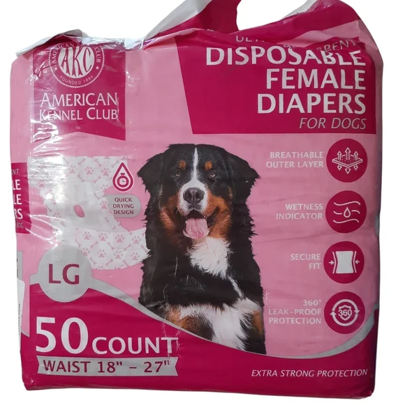 AKC Disposable Female Dog Diapers - Pink 50ct Large - Picture 1 of 7